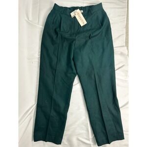 NWT Vintage Pendleton Petite Wool Trousers Dark Green Pleated Front Pants 16P
